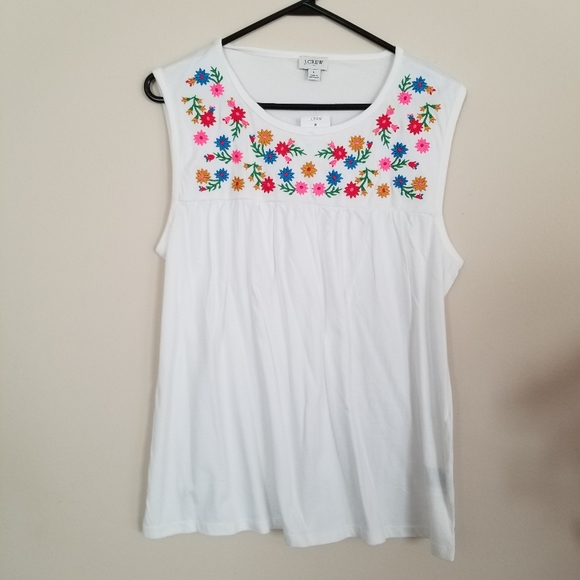 J. Crew Tops J Crew Embroidered Cotton Top Poshmark